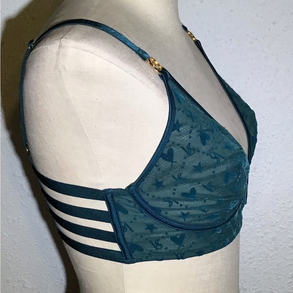 Victoria’s Secret luxe unlined green Bralette logo bra size large - Picture 4 of 6